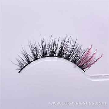100% mink glitter lashes pink sparkle mink eyelashes